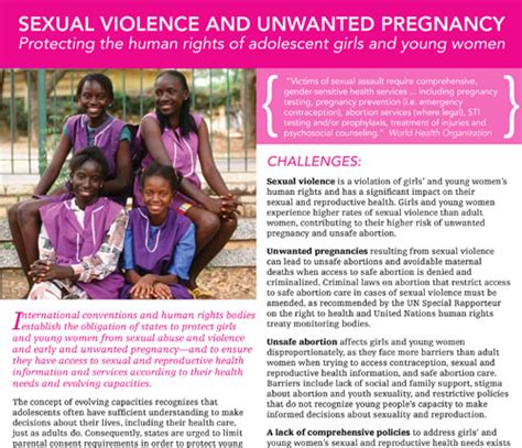 Sexual Violence And Unwanted Pregnancy Protecting The Human Rights Of Adolescent Girls And