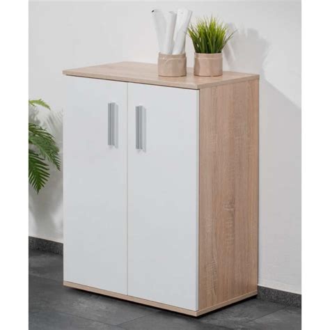 Élevé à bas nom nouveau. Meuble de rangement contemporain 2 portes chêne clair ...