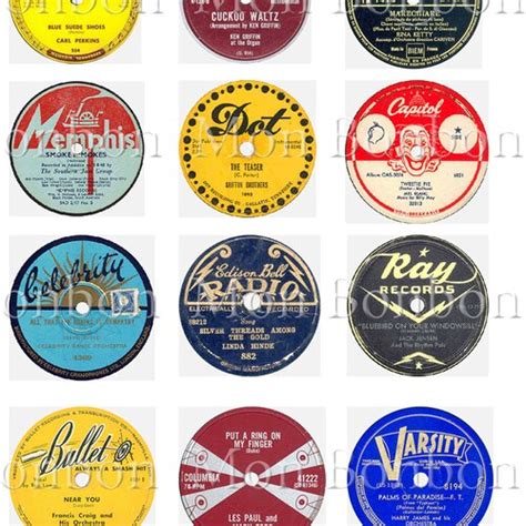 Vintage Record Labels Digital Collage Sheet Atc Mixed Media Etsy