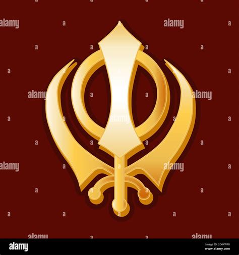 Sikh Gold Sikh Khanda Symbol Of The Sikh Faith Isolated On A Crimson