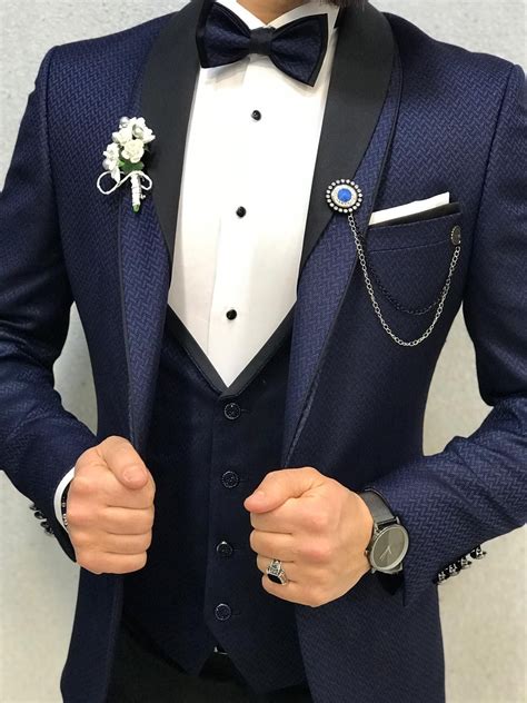 Buy Navy Blue Slim Fit Tuxedo By Gentwith Com With Free Shipping Wedding Suits Men Wedding