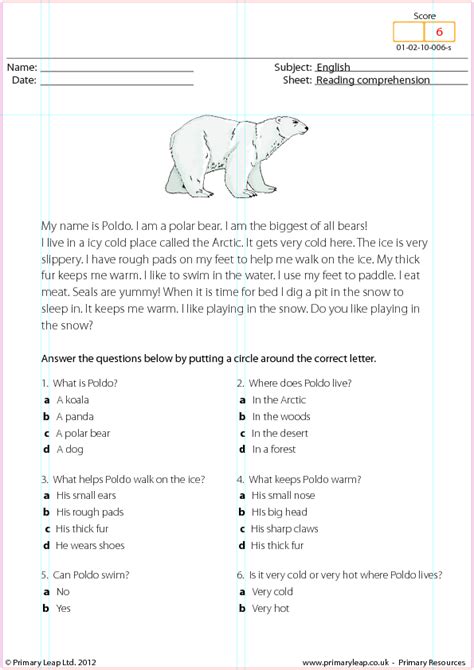 Reading Comprehension Worksheets 7th Grade Multiple Choice Dorothy