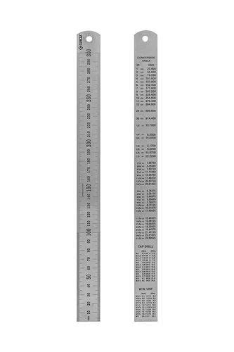 Groz Silver Stainless Steel Scale Ruler For Officeschool Size 300