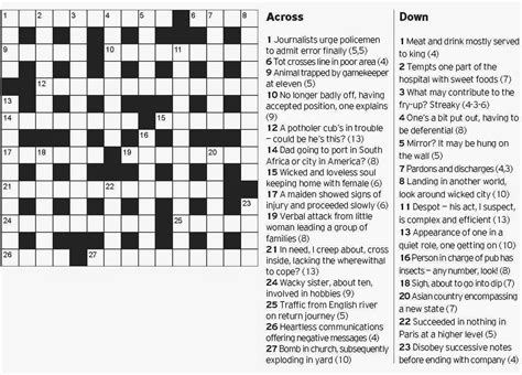 Play online or print at home. National Post Cryptic Crossword Forum: Monday, August 4 ...