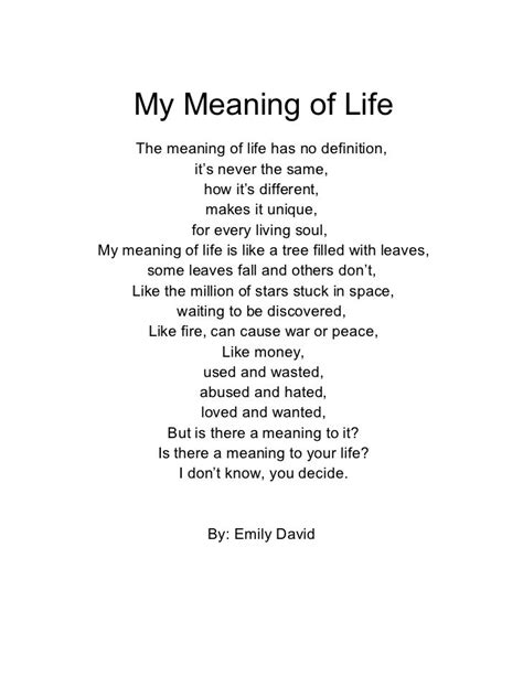 My Meaning Of Life The Meaning Of Life Has No Definition Its Never