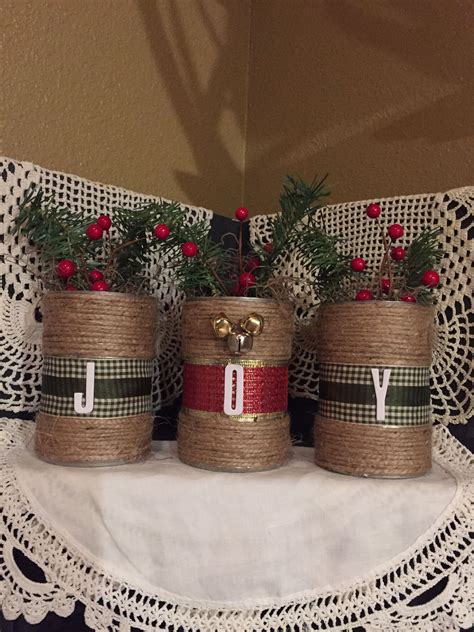 Tin Cans Twine And Ribbon Make A Great Christmas Craft Christmas