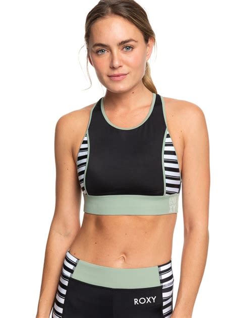 Roxy Fitness Crop Top Bikini Top For Women Roxy