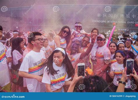 Chongqing Exhibition Center Color Run In Young People Editorial Stock