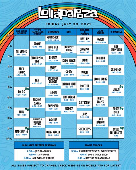 Lollapalooza 2022 Lineup Schedule