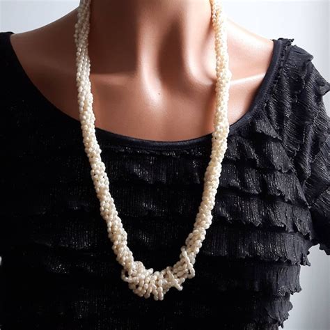 Multi Strand Pearl Necklace Twisted Rice Pearl Neckl Gem