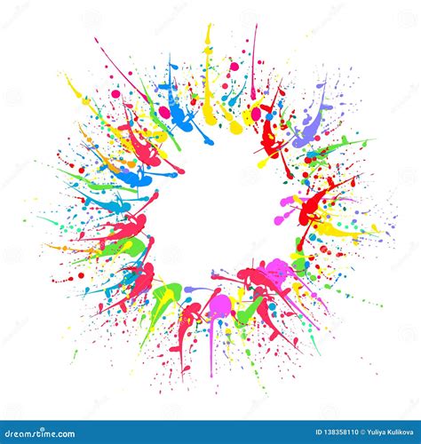 Colorful Splashes Of Paint In The Shape Of A Circle Vector