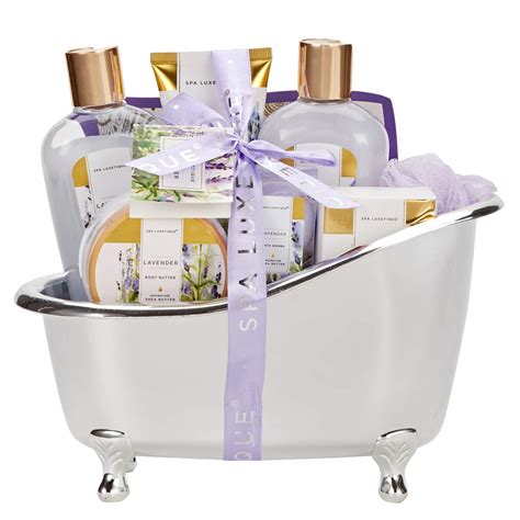 Spa gift sets feature items designed to soothe and delight. Spa Gift Baskets for Women, Lavender Bath Sets, Luxury 8 ...