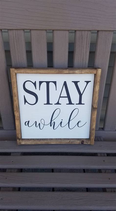 Stay Awhile Farmhouse Decor Painted Stay Awhile Sign Framed Etsy