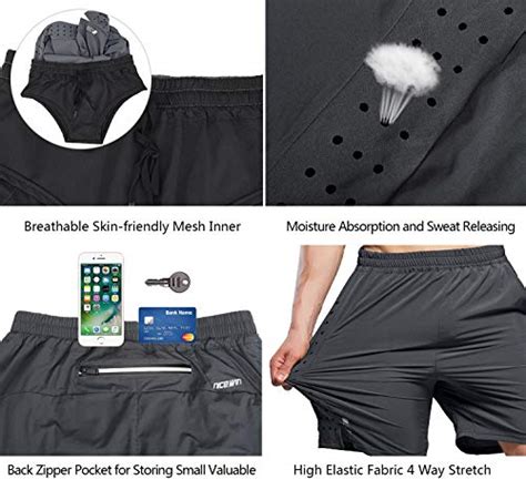 nicewin men s 7 inch running shorts quick dry lightweight zipper pocket short pants for crossfit