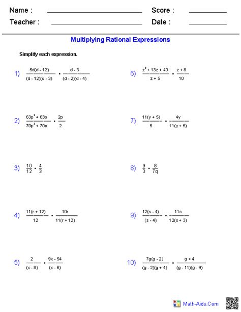 Algebra 1 Worksheets | Dynamically Created Algebra 1 Worksheets