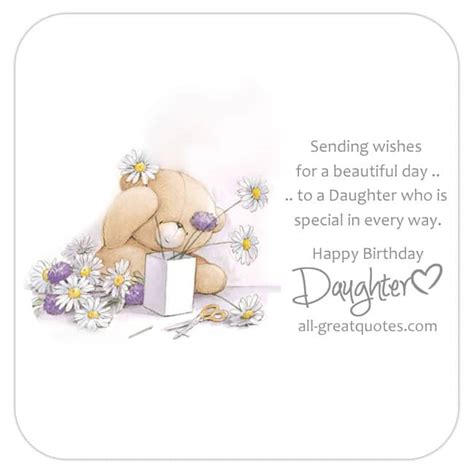 Sending Wishes For A Beautiful Day To A Daughter Daughter Birthday Card