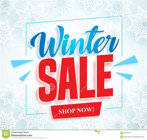 Winter Sale Vector Banner With 3d Red Sale Text And Frame In White Snow Background Stock Vector ...