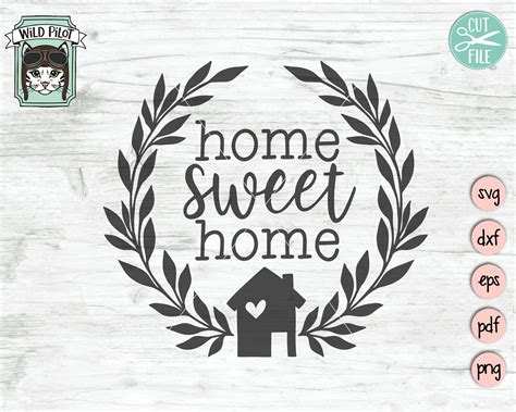 Home Sweet Home Svg File House Wreath Svg File Home Sweet Etsy