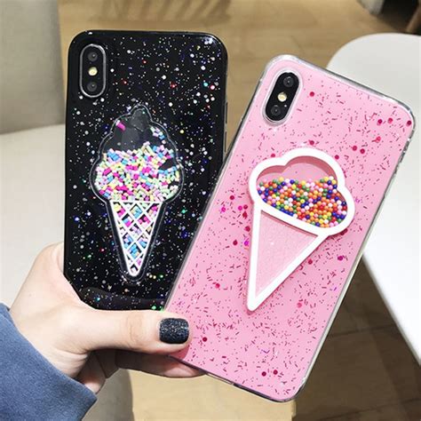 Two Cases With Ice Cream And Sprinkles On Them One Is Pink And The