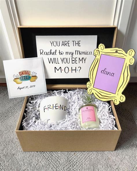 This will resonate with those of you who are fans of love and stuff. wedding proposal with friends DIY - Friends TV show themed Bridesmaid Proposal Box 1. Friend… in ...