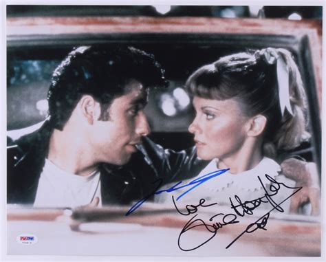 John Travolta And Olivia Newton John Signed Grease 11x14 Photo Psa Coa