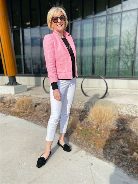 How To Style A Pink Tweed Jacket With Jeans