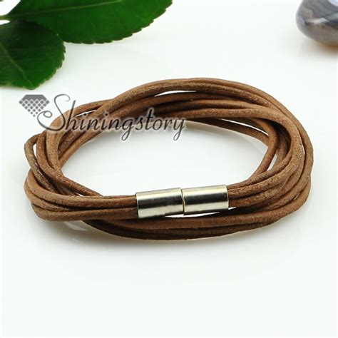 Genuine Leather Double Layer Wrap Bracelets Sport Wristbands For Men