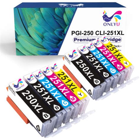 10pk Pgi 250 Xl Cli 251 Xl Ink Cartridges For Canon Pixma Mx722 Mx922