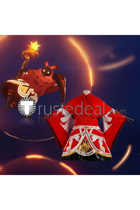 genshin impact pyro abyss mage red cosplay costume   cosplay