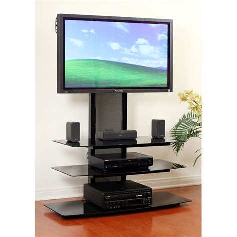 Transdeco Black Glass Tv Stand For 32 80 Inch Screens Td550hb