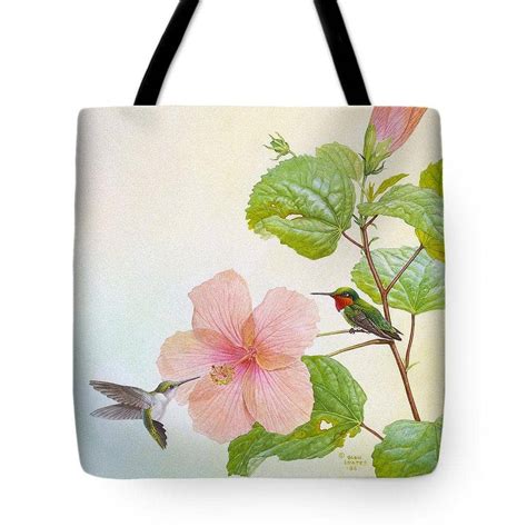 Hummingbirds And Hibiscus Tote Bag By Glen Loates