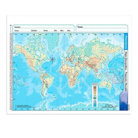 Mapa N X U Fisico Politico Planisferio Distribuidora La Colo