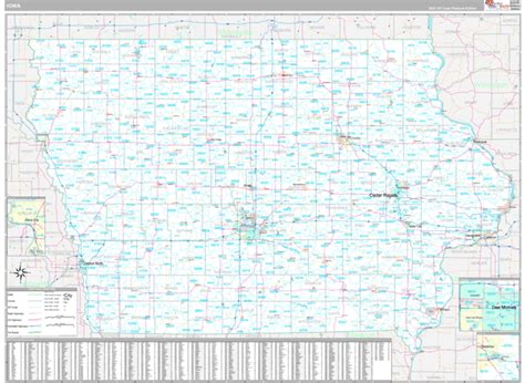 Iowa Wall Map Premium Style By Marketmaps Mapsales