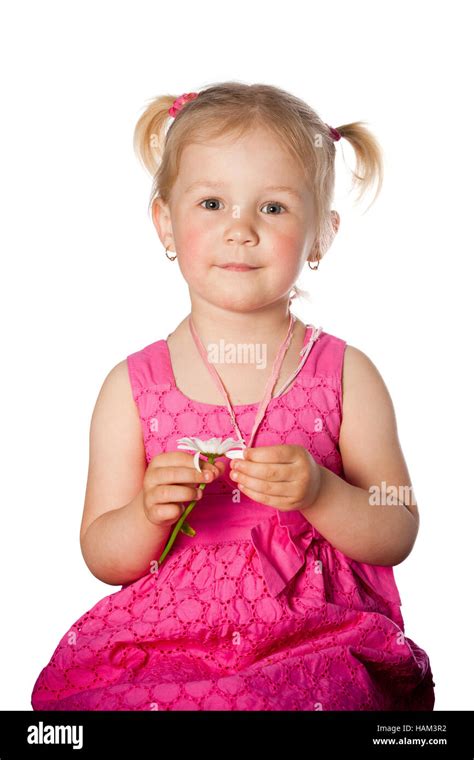Little Girl With Flower Stock Photo Alamy