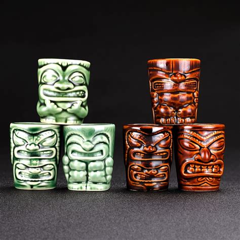 Mini Tiki Mug Shot Glasses Drink Ware Set Of 6 In Mugs From Home And Garden On