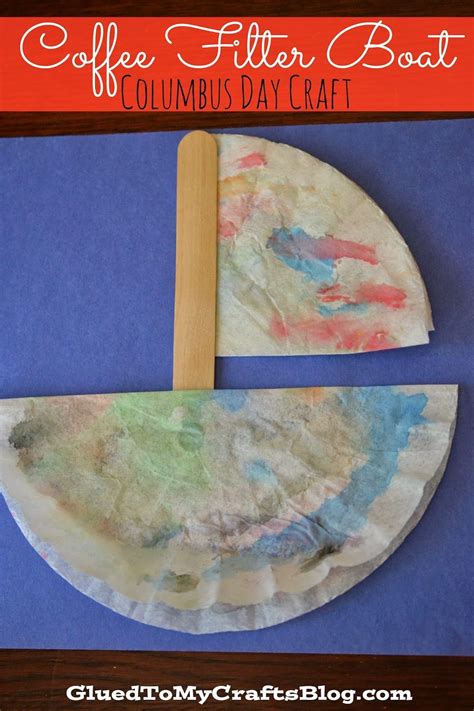 Paper Plate And Coffee Filter Boat Kid Craft Idea For Columbus Day