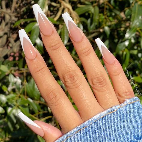 Jordi Beige Nails Long Acrylic Nails Coffin French Tip Acrylic Nails