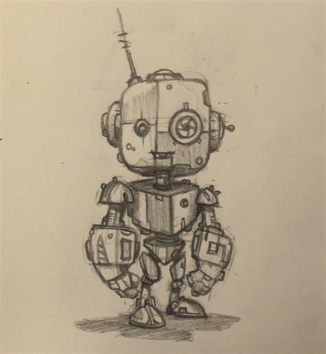 Cute Mini Robot Desenho Hippie Desenhando Esboços Mini Desenhos