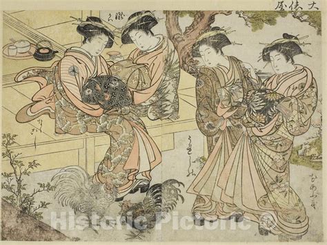 Art Print Courtesans Of Ogiya Kitao Shigemasa 1776 Vintage Wall