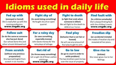 List Of Idioms Used In Daily Life With Meaning And Examples Pdf Engdic