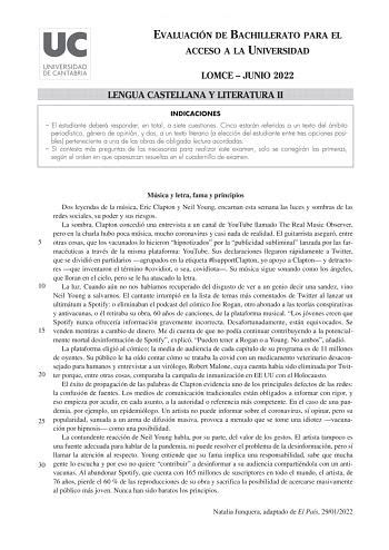 Exámenes de EBAU de Lengua Castellana y Literatura Descargar