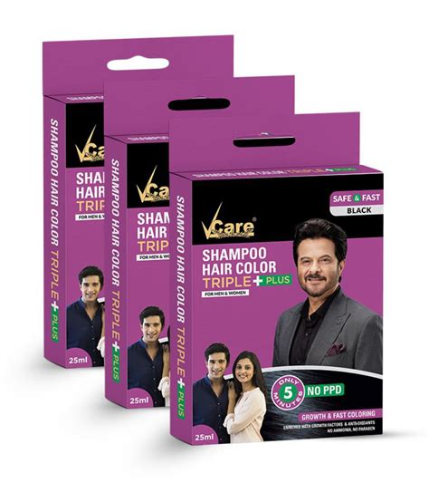 Vcare Shampoo Temporary Hair Color Black 25 Ml Pack Of 3 Buy Vcare