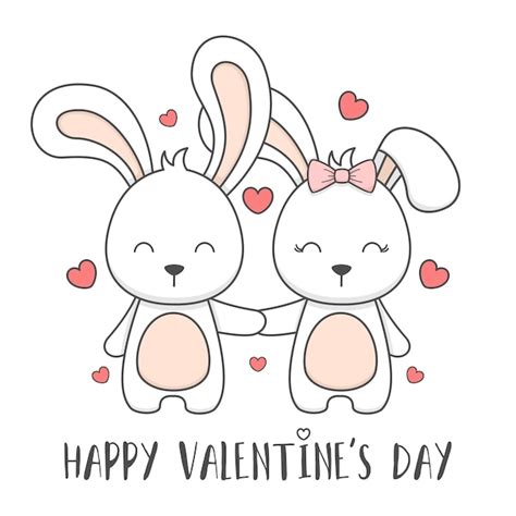 Premium Vector Cute Bunny Couple Valentines Day