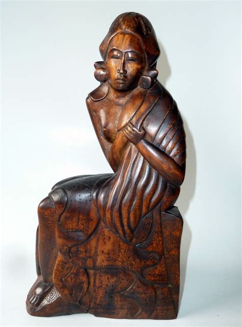 Seated Balinese Woman Art Deco Pita Maha Carving