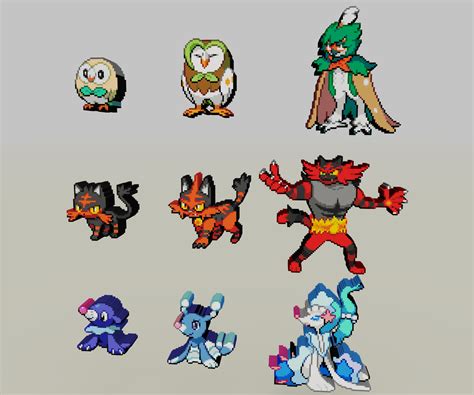 Starter Pokemon Gen Voxel Sprite 3d Print Models In Monsters Creatures
