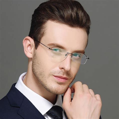 Buy Rimless Glasses Men Eyeglasses Memory Titanium Spectacles Frame At