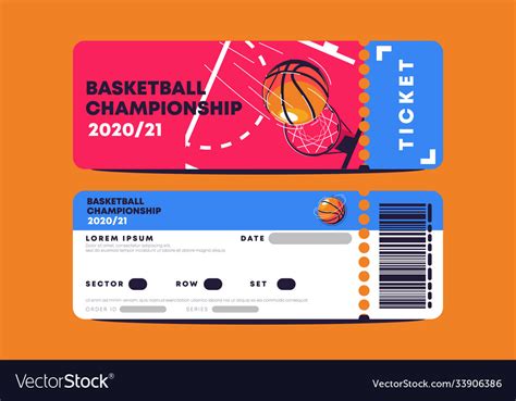 Entrance Ticket Template For A Basketball Game Vector Image