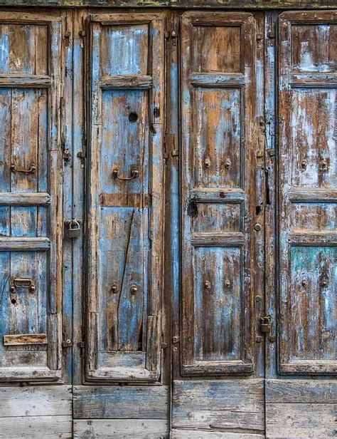 Grunge Blue Paint Off Wood Door Backdrop For Graphy Door Backdrops