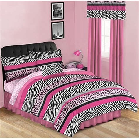 The contemporary brown zebra and purple giraffe fabric bring a graphic and stylish. Pink & Black Leopard Zebra Teen Girls Twin Comforter Set ...