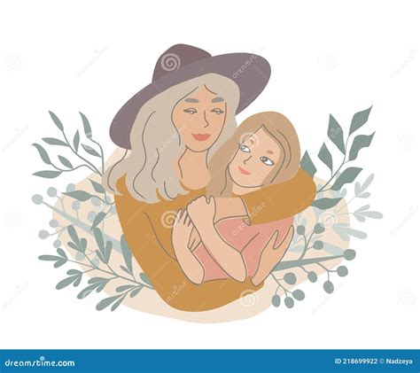 Mother Hugging Daughter Stock Vector Illustration Of Daughter 218699922